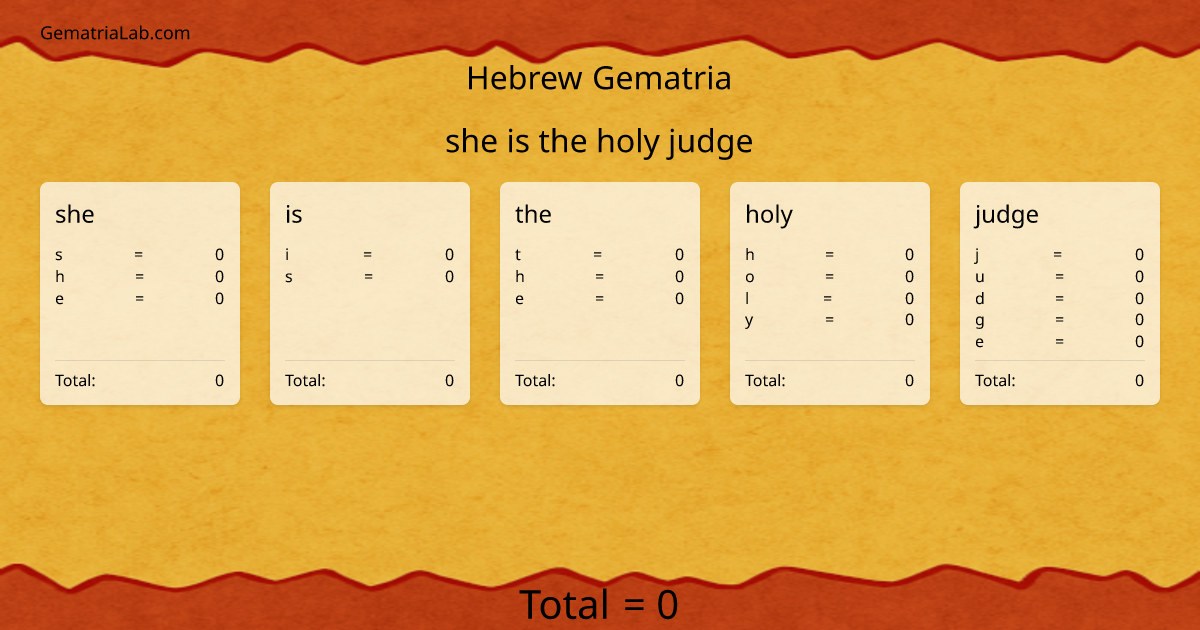 she is the holy judge in hebrew Gematria